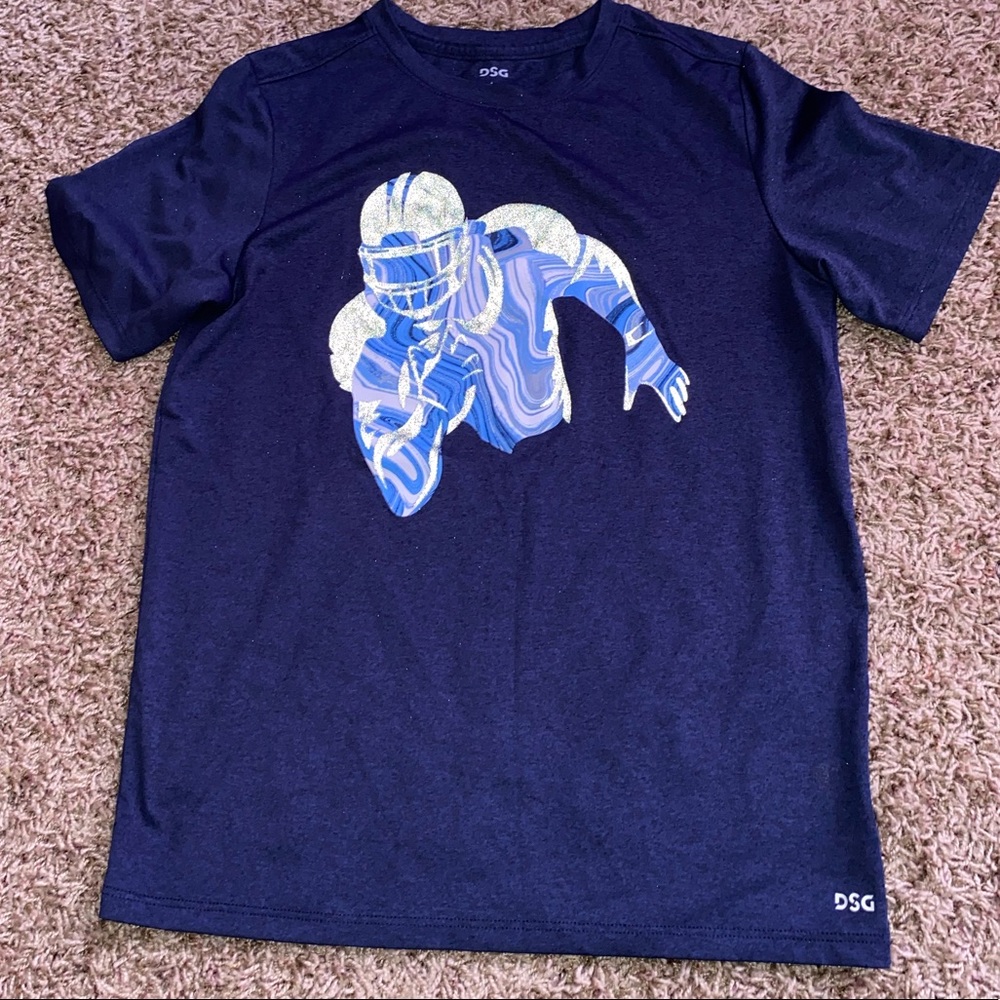 Dicks Sporting Good 14/16 blue boys football silky t shirt